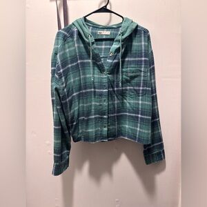 SO Green and Blue Plaid Hoodie
